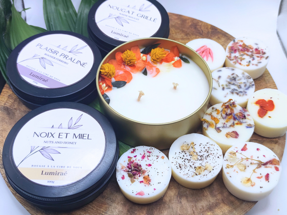 1 Bougie fleurie 3 bougies gourmandes et 8 fondants fleuries