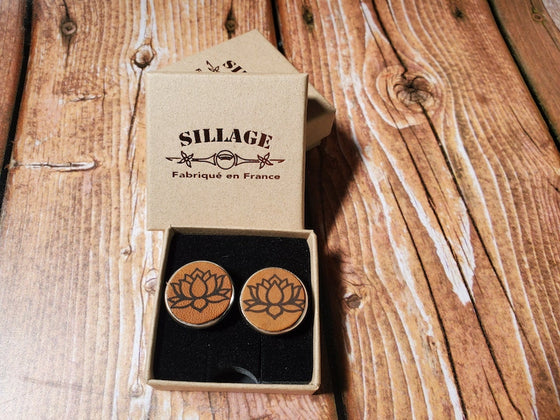 Coffret de 2 Boutons de Manchette Cuir et Argent