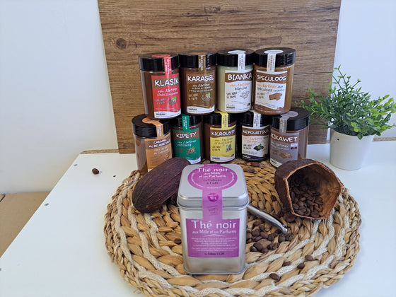 Assortiment découverte de pâtes à tartiner et thé