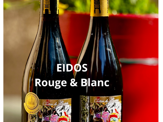 Eidos en rouge et en blanc. Duo classique AOP Corbières, élevés en fûts de chêne et de garde.