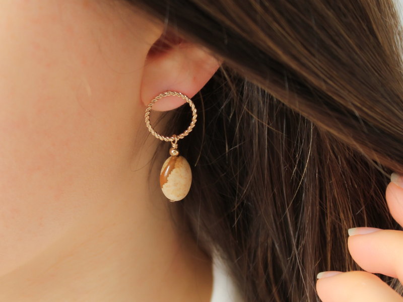 Boucles d'oreilles Pierre Jaspe paysage