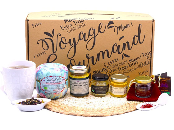 Coffret Thé & Safran : safran, thé, moutarde et gelé