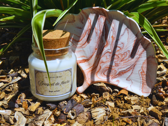 Bougie végétale et plateau feuille de ginkgo Aura