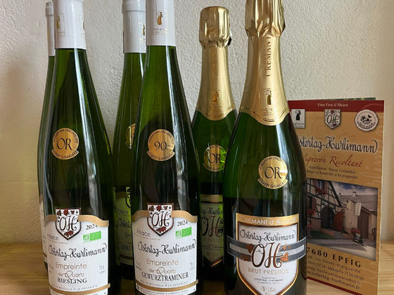 Coffret vin d'Alsace 6 bouteilles blanc et pétaillant AOC Gewurztraminer, Riesling et Crémant