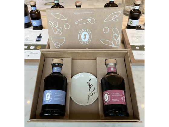 Coffret Huile d'olive et vinaigre balsamique + coupelle