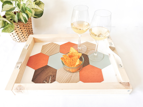 Plateau apéritif avec sous-verres dissociables