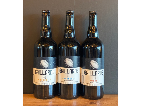 3 bouteilles 75cl de bière Gaillarde (1 Blonde / 1 Blanche / 1 Ambrée)