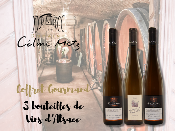 Coffret vin d'Alsace 3 bouteilles blanc AOC Gewurztraminer, Riesling