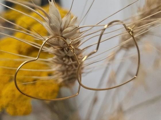 Créoles forme Cœur fil doré or fin