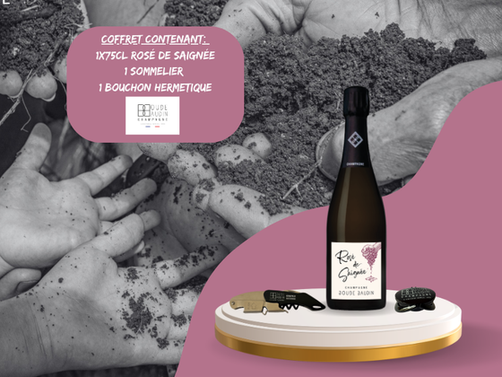 Champagne Rosé de Saignée et ses accessoires de dégustation