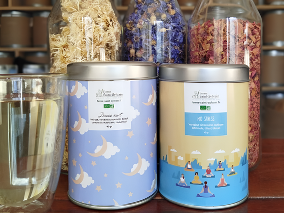 Coffret de 2 boîtes de tisanes composées bio de 40g