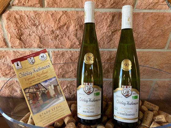 Coffret vin d'Alsace 2 bouteilles blanc AOC Gewurztraminer et Riesling