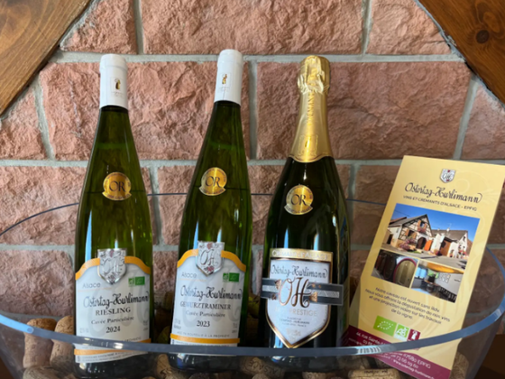 Coffret vin d'Alsace 3 bouteilles blanc et pétillant AOC Gewurztraminer, Riesling