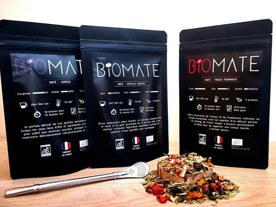 Coffret matés fruités BIO avec sa paille filtrante