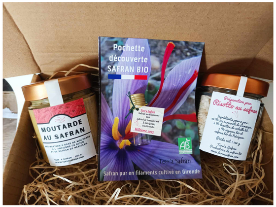 Safran, moutarde safranée et préparation pour risotto au safran