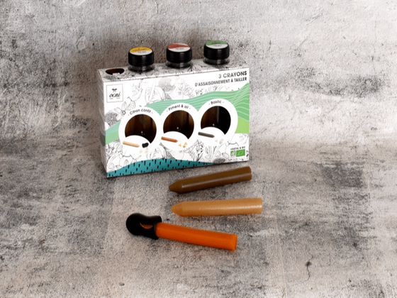 Coffret 3 Assaisonnements à tailler Découverte : Citron confit, Basilic, Piment & ail