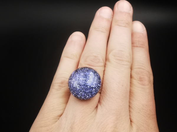 Bague Vintage En Verre Soufflé Rose - Taille 53 - Forme Ruban - Sans Marque - État Impeccable