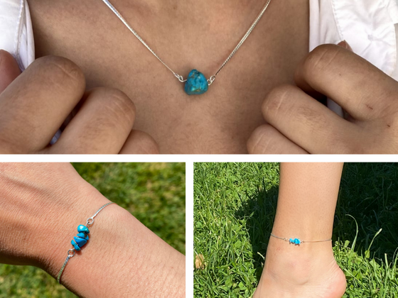 Collier, bracelet et chaine de cheville