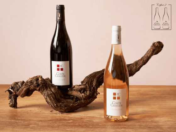 Coffret vin du Rhône BIO 2 bouteilles rouge et rosé AOC Côtes du Rhône Village Visan