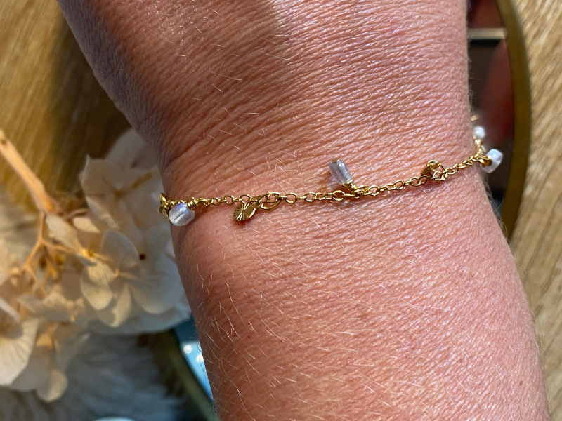 1 Bracelet Joe en Pierres naturelles Doré à l'or fin 24 carats