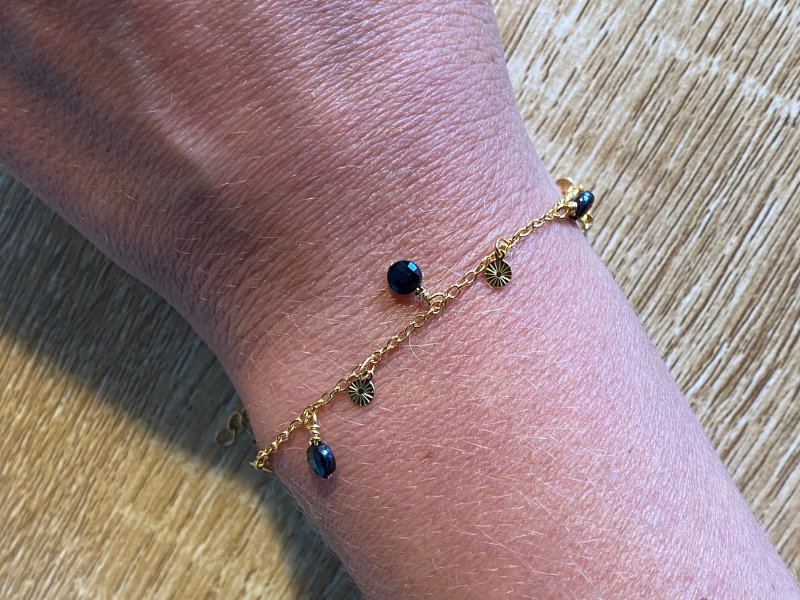 1 Bracelet Joe en Pierres naturelles Doré à l'or fin 24 carats