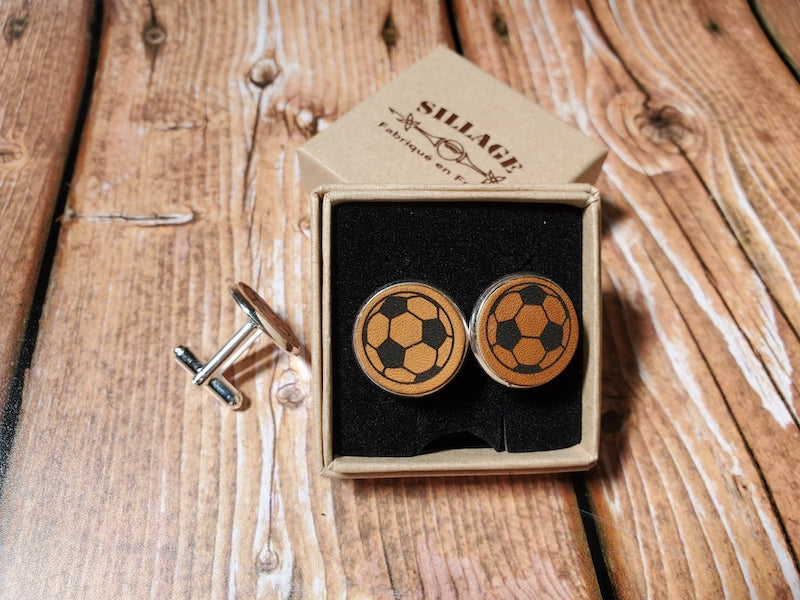Coffret de 2 Boutons de Manchette Cuir et Argent