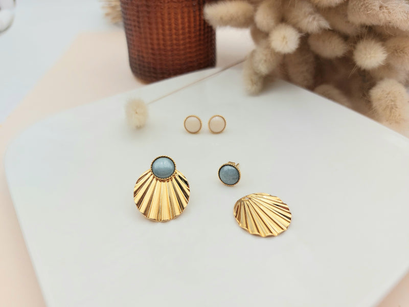 Boucles d'oreilles CLARENCE interchangeables 4 en 1 dorées à l'or fin 24K