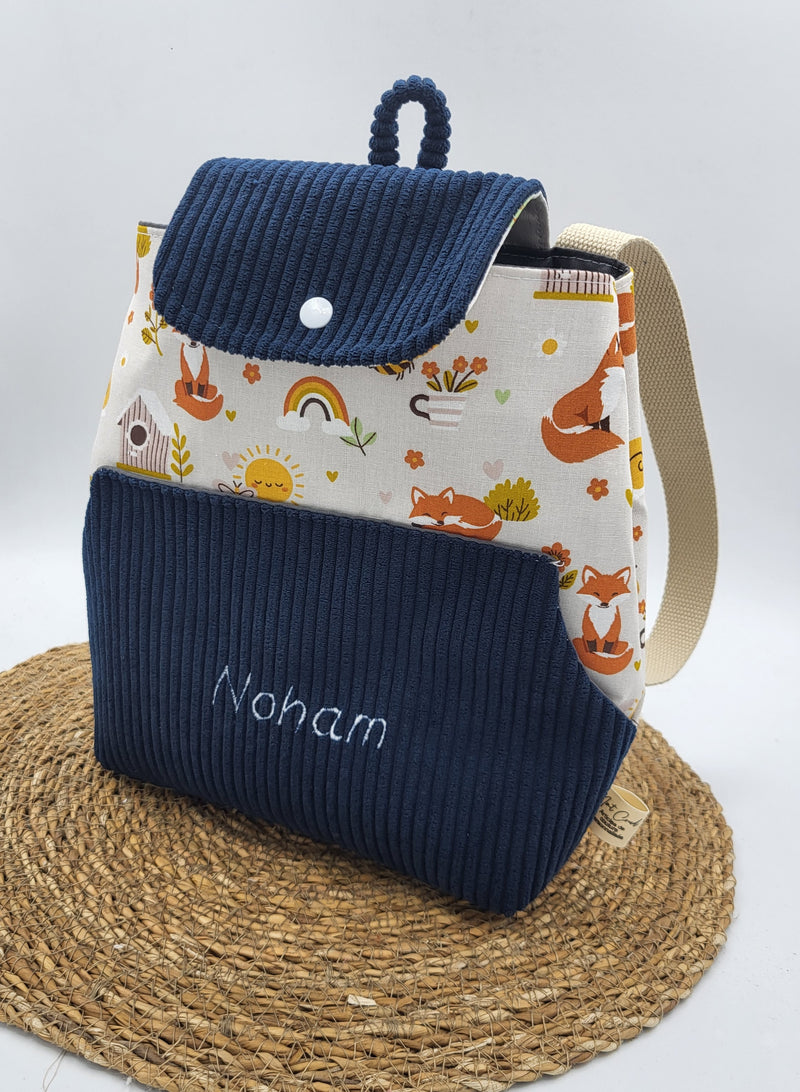 Sac à dos personnalisé en tissu et simili cuir