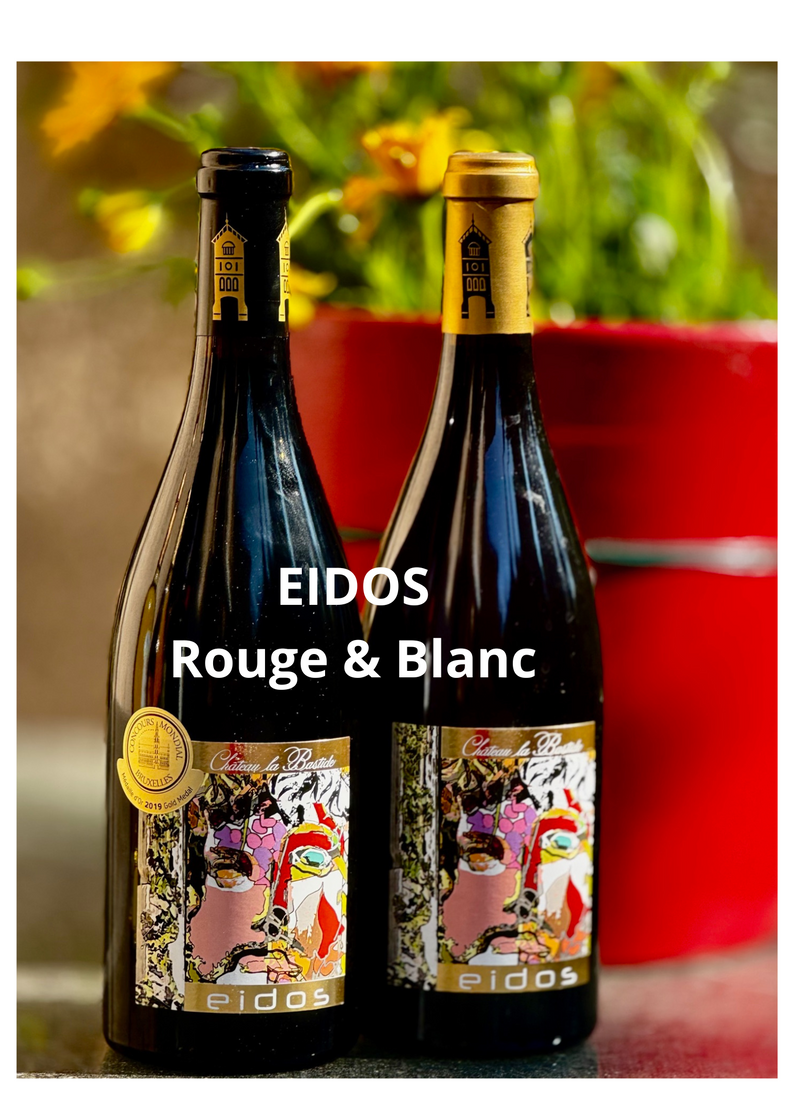 Eidos en rouge et en blanc. Duo classique AOP Corbières, élevés en fûts de chêne et de garde.