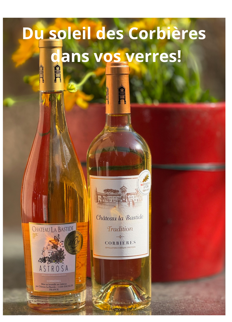 2 Vins AOP Corbières en blanc et rosé
