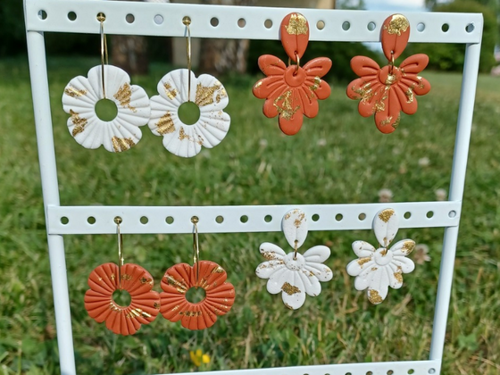 2 paires de boucles d'oreilles en pâte polymère