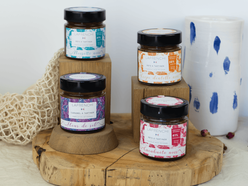 3 Pâtes à tartiner chocolat noir + 1 Caramel Fleur de sel