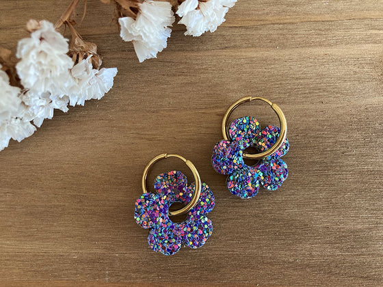 Boucles d'oreilles fleur en cuir
