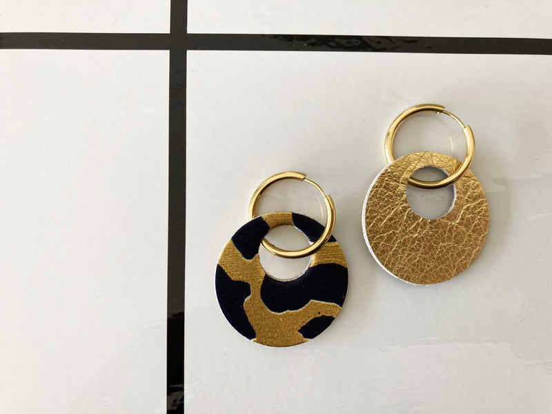 Boucles d'oreilles rond en cuir