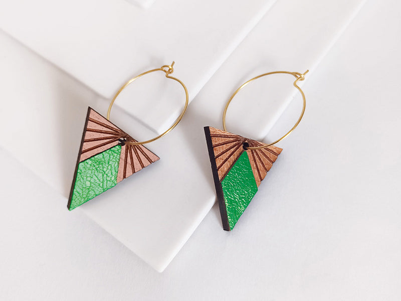 Boucles d'oreilles en bois et cuir LUMINE