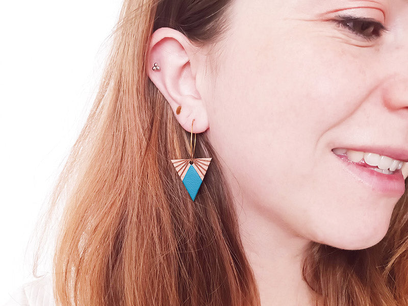 Boucles d'oreilles en bois et cuir LUMINE