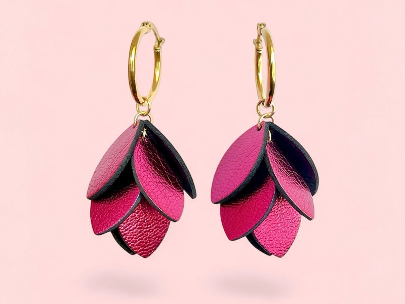 Boucles d'oreilles dorées en cuir Orphéa