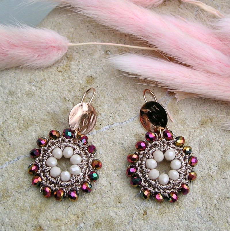 Grandes Boucles D'Oreilles Pendantes Rondes Géométriques Bohèmes - Or Jaune