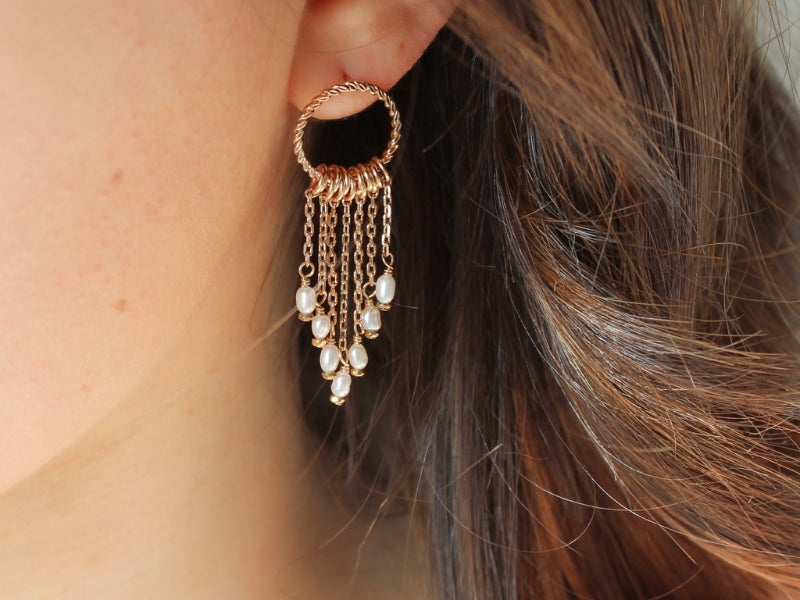 Boucles d'oreilles cascades de perles