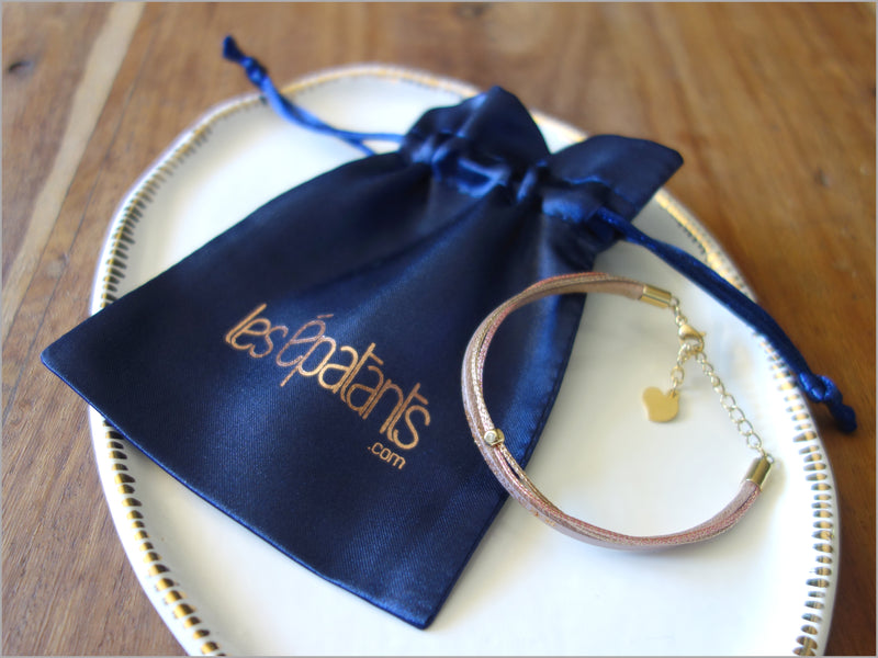 Bracelet réglable en cuir irisé et paillettes pour femme