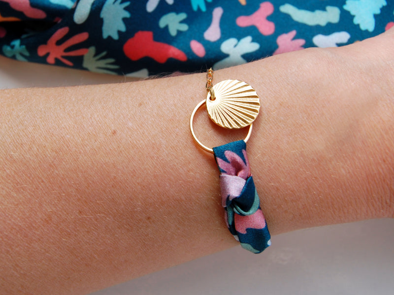 Bracelet Alban doré à l'or fin 24K en soie