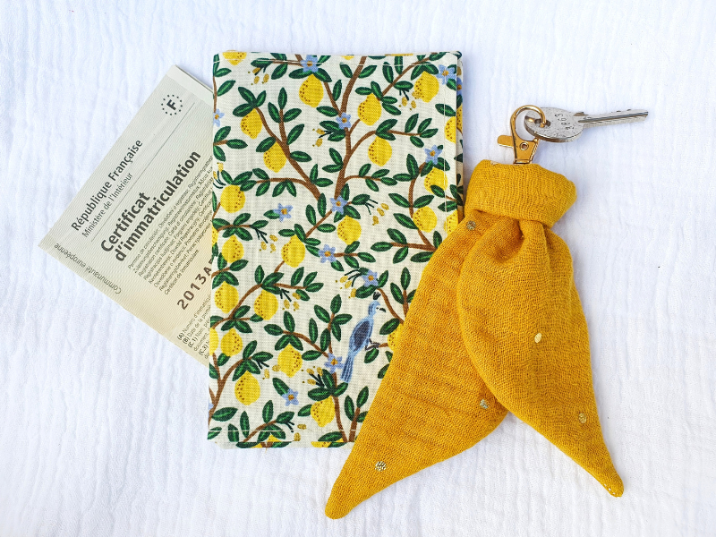 Coffret pochette à carte Grise et Porte-Clé