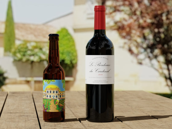 Coffret vin de Bordeaux 1 Bouteille rouge AOC Bordeaux et Bière au vin