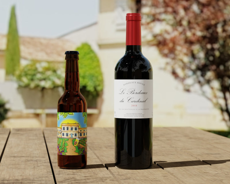 Coffret vin de Bordeaux 1 Bouteille rouge AOC Bordeaux et Bière au vin