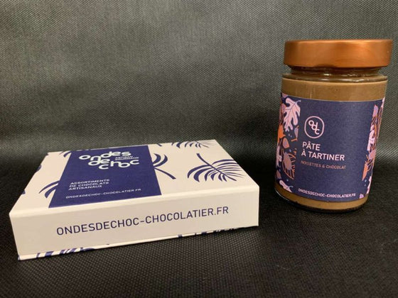 COFFRET DE 9 CHOCOLATS & PÂTE A TARTINER NOISETTES / CHOCOLAT