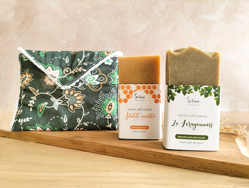 Coffret 2 savons & pochette à savon - non parfumé