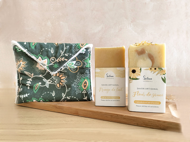 Coffret 2 savons & pochette à savon - non parfumé