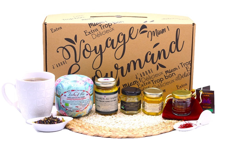 Coffret Thé & Safran : safran, thé, moutarde et gelé