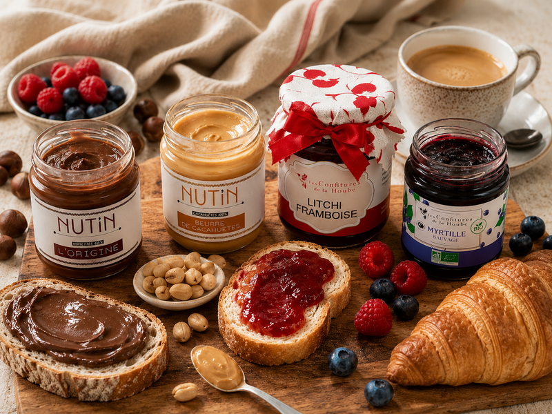 Petit-Déjeuner confitures et pâtes à tartiner