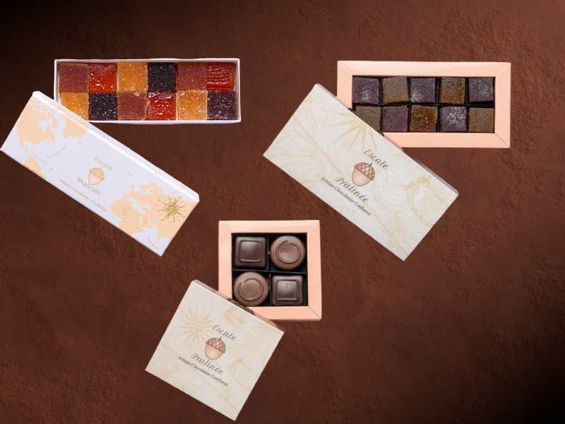 Coffret 22 pâtes de fruit et 4 chocolats pralinés